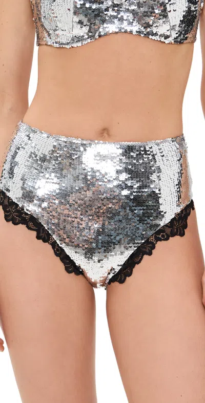 For Love & Lemons Maia High-waist Panty Silver