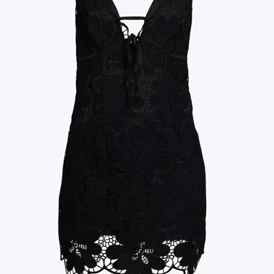 For Love & Lemons Malika Embroidered Lace Mini Dress In Black