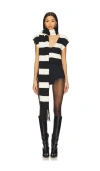 For Love & Lemons Meggy Stiped Crop Top With Scarf In Black In Black,white