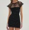 For Love & Lemons Midnight Velvet Mini Dress In Black In Black