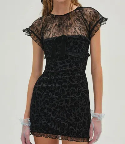 FOR LOVE & LEMONS MIDNIGHT VELVET MINI DRESS IN BLACK
