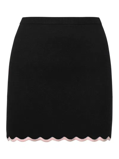 For Love & Lemons Donella Knit Mini Skirt In Black