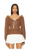 For Love & Lemons Miranda Knit Top In Brown