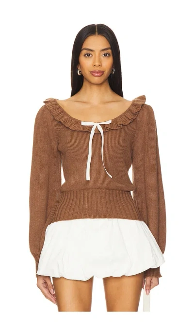 For Love & Lemons Miranda Knit Top In Brown