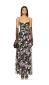 For Love & Lemons Night Fairy Embroidered Maxi Dress In Black