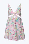 For Love & Lemons Palmer Retro-print Cutout Satin Mini Dress In White