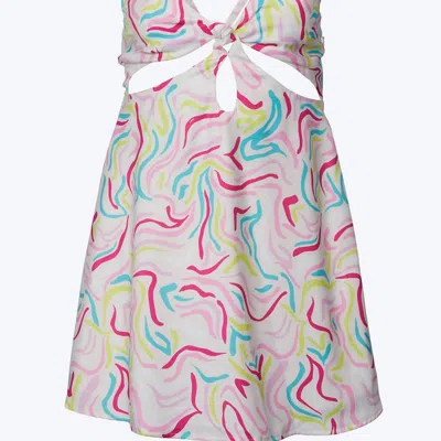 For Love & Lemons Palmer Retro-print Cutout Satin Mini Dress In Pink
