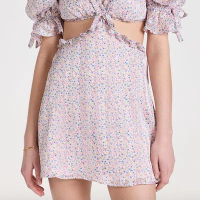 For Love & Lemons Phoebe Floral-print Cutout Satin Chiffon Mini Dress In Pink