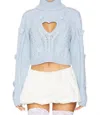 For Love & Lemons Rebecca Heart Sweater In Blue