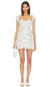 For Love & Lemons Remi Mini Dress In Floral White In White