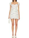 For Love & Lemons Remi Mini Dress In Floral White