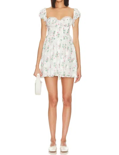 For Love & Lemons Remi Mini Dress In Floral White In Multi