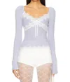For Love & Lemons Rosaleen Knit Sweater In Blue In Blue