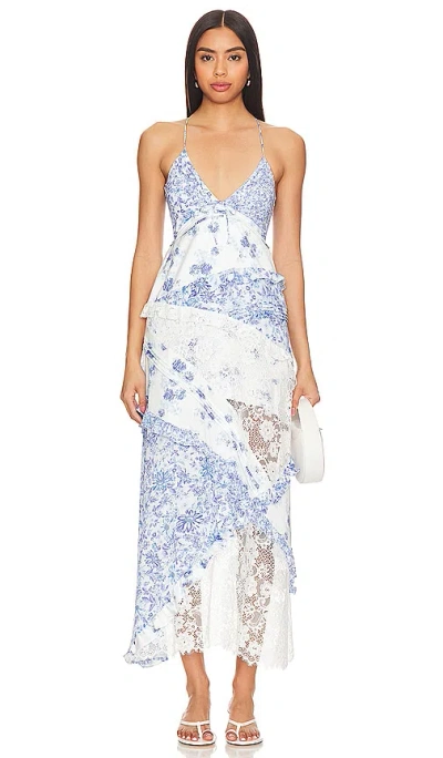 For Love & Lemons Rosalyn Maxi Dress In Blue