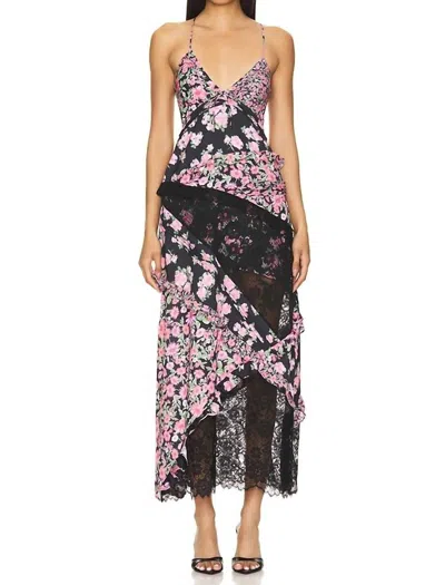 For Love & Lemons Rosalyn Maxi Dress In Black In Multi