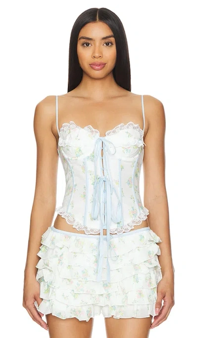 For Love & Lemons Sage Corset Top In White