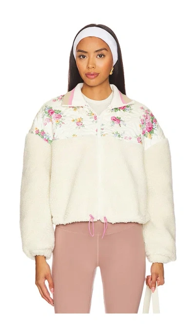 For Love & Lemons Saide Floral Fleece Jacket In Pink