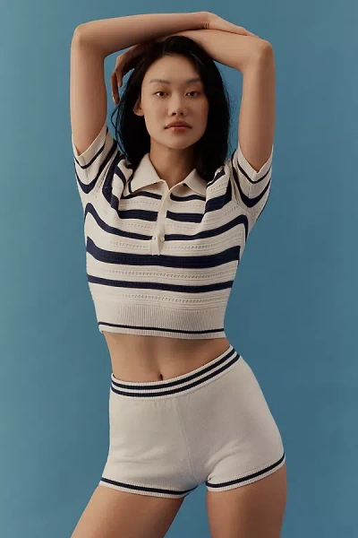 For Love & Lemons Simon Knit Shorts In White