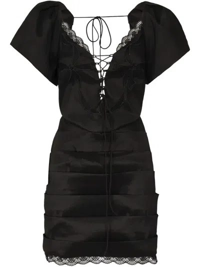 For Love & Lemons Singrid Mini Dress In Black