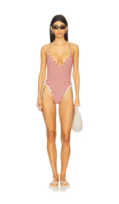 For Love & Lemons Strappy One Piece Swimsuit In Red