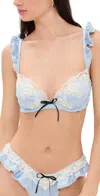 For Love & Lemons Sweetheart Satin Underwire Bra Dusty Blue In Dusty Blue