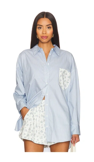 For Love & Lemons Tamren Button-up Shirt In 블루