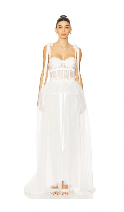 For Love & Lemons Valetta Gown In 奶油色