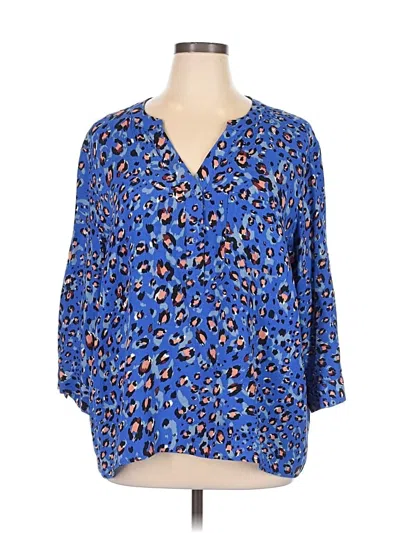 Pre-owned For The Republic 3/4 Sleeve Blouse In Blue