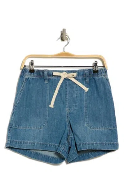 For The Republic Drawstring Waist Denim Shorts In Blue