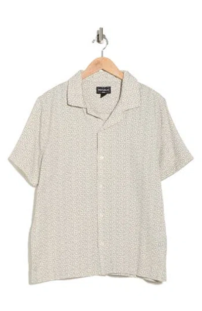 For The Republic Geo Print Cotton & Linen Camp Shirt
