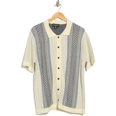 For The Republic Jacquard Knit Short Sleeve Button-up Shirt In Neutral