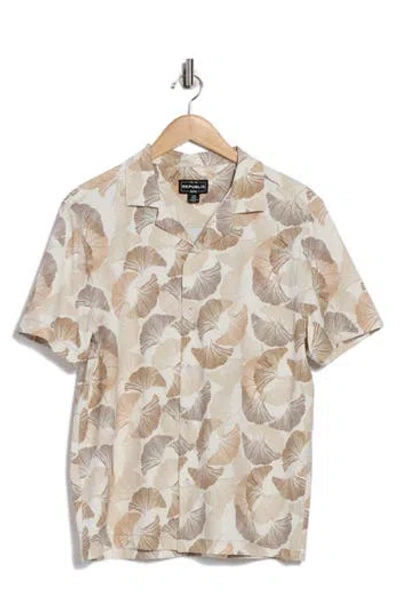 For The Republic Leaf Print Camp Shirt