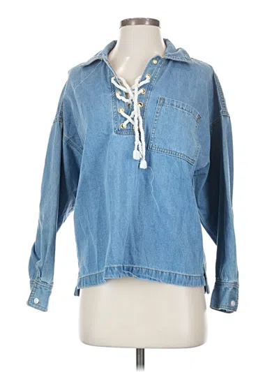 Pre-owned For The Republic Long Sleeve Blouse In Blue