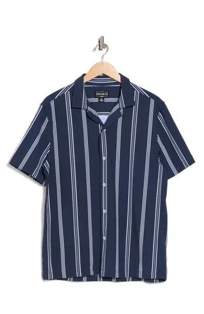 For The Republic Patterned Camp Shirt In Blue