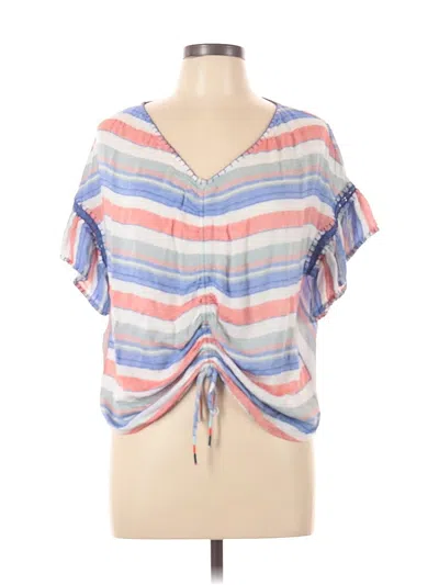Pre-owned For The Republic Short Sleeve Blouse In Blue