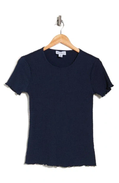 For The Republic Smocked Crewneck Top In Navy