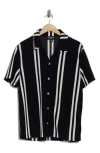 For The Republic Stripe Short Sleeve Button-up Shirt In Multi