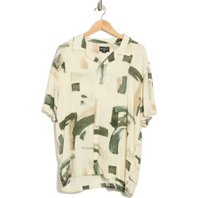 For The Republic Watercolor Print Button-up Camp Shirt In Neutral