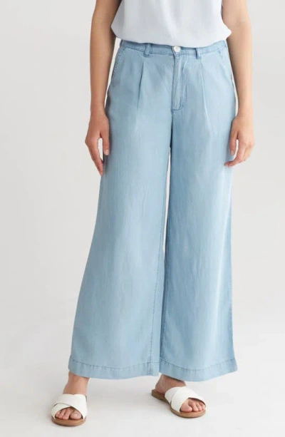 For The Republic Wide Leg Chambray Pants In Medium Blue