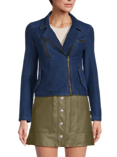 For The Republic Women's Zip Front Twill Jacket In Dark Blue