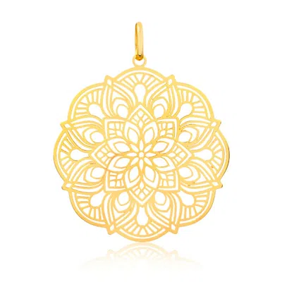 Pre-owned For Women 18k Solid Yellow Gold Circle Mandala Shaped Pendant For Necklace