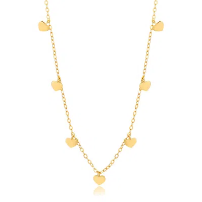 Pre-owned For Women 18k Solid Yellow Gold Heart Charm Necklace For Teens And Women 43 Cm
