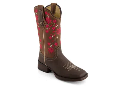 Forastero Women's Authentic Leather Flowers Embroidery Western Boots 93658 In Pink