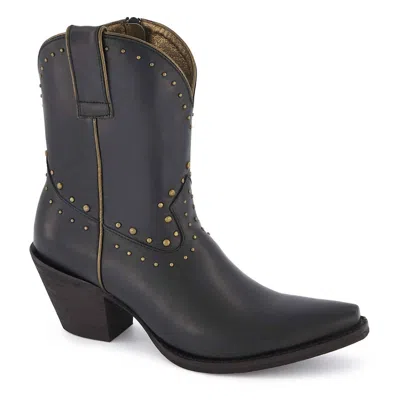 Forastero Women Premium Leather Western Short Boots In Black
