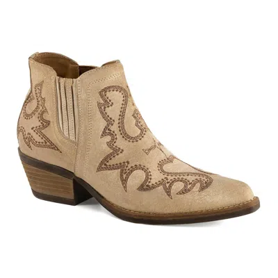 Forastero Women's Western Style Leather Booties In Light Beige In Brown