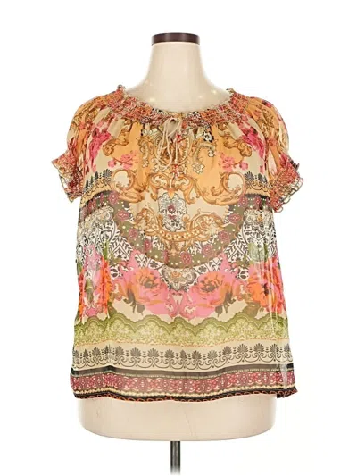 Pre-owned Forbidden Short Sleeve Blouse In Gold