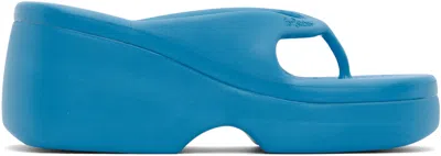 Forbitches Blue Platform Flip Flops In Running Pup