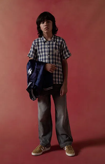 Ford Kids Blue Flannel Work Shirt In Multi