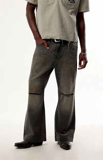 Ford Men's Black Ripped Baggy Bootcut Jeans
