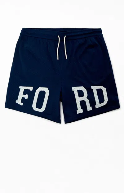 Ford Men's Block Logo Mesh Shorts In Navy In Blue